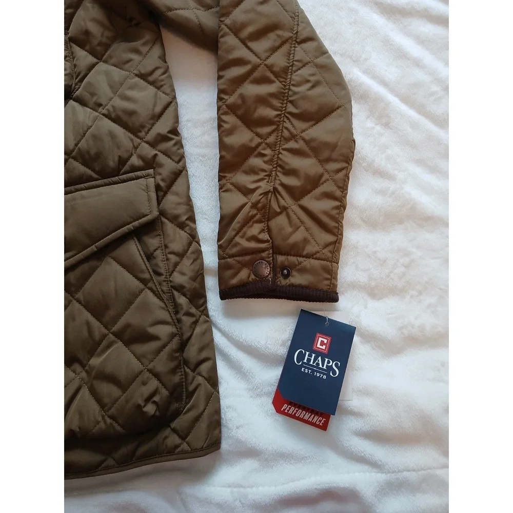 Brown Chaps Quilted Barn Corduroy Collar Puffer Jacket